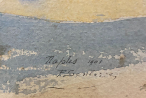 Ecole Française 1901 - Synthetic View Of The Bay Of Naples - Signed