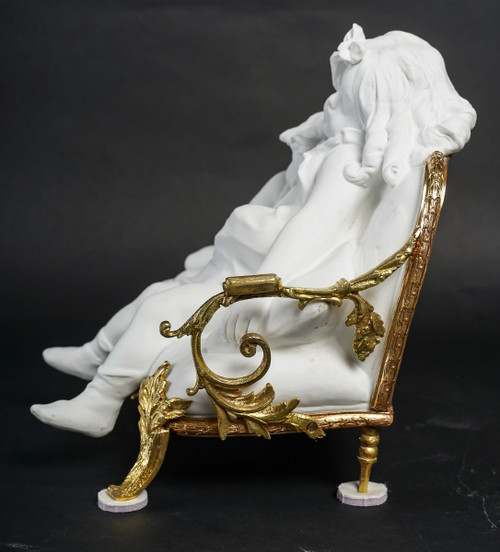 Sculpture En Biscuit Et Bronze Doré Art Nouveau
