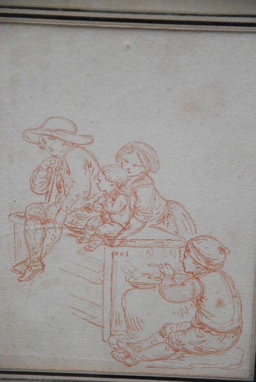 Drawing XVIII At La Saguine, Young Children In The Taste Of Greuze