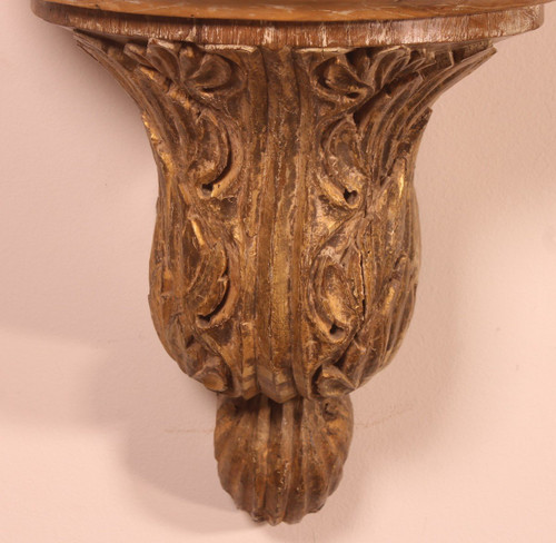 Console d'Applique En Bois Sculpté Rechampi-18° Siècle