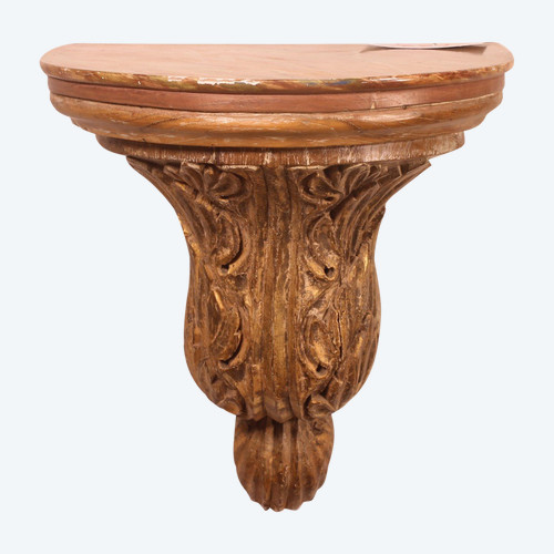 Console d'Applique En Bois Sculpté Rechampi-18° Siècle