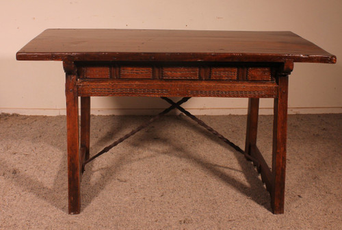 Table Espagnol Du 17° Siècle Trois Tiroirs En Châtaignier