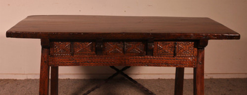 Table Espagnol Du 17° Siècle Trois Tiroirs En Châtaignier