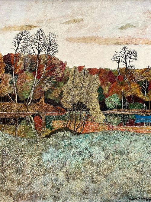 François Szulman, Gemälde „Landschaft, Herbst im Olivenhain“ aus den 1970er Jahren.