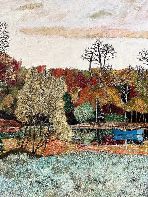 François Szulman, Gemälde „Landschaft, Herbst im Olivenhain“ aus den 1970er Jahren.