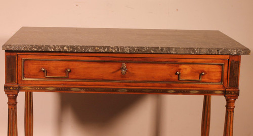 Console Luigi XVI in ciliegio, XVIII secolo, timbro L.M. Pluvinet