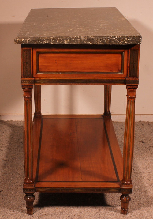 Console Luigi XVI in ciliegio, XVIII secolo, timbro L.M. Pluvinet