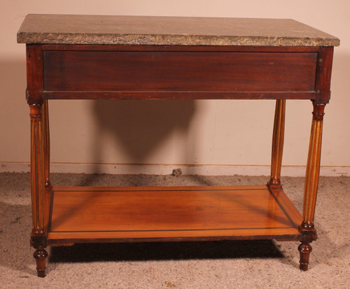 Console Luigi XVI in ciliegio, XVIII secolo, timbro L.M. Pluvinet