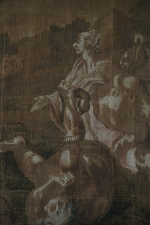 Large canvas painted in imitation of a tapestry, Italian work from the 18th century