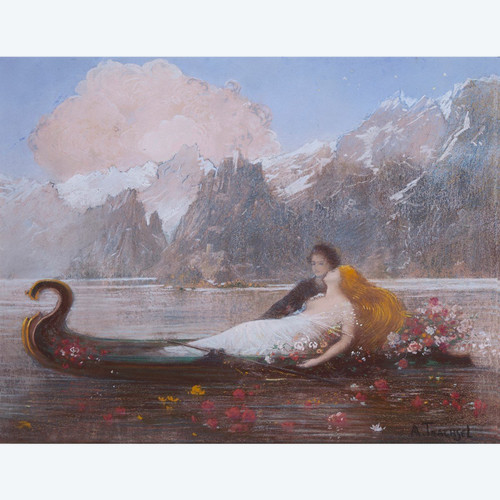 Albert Trachsel (1863-1929) - Les Amants Du Lac