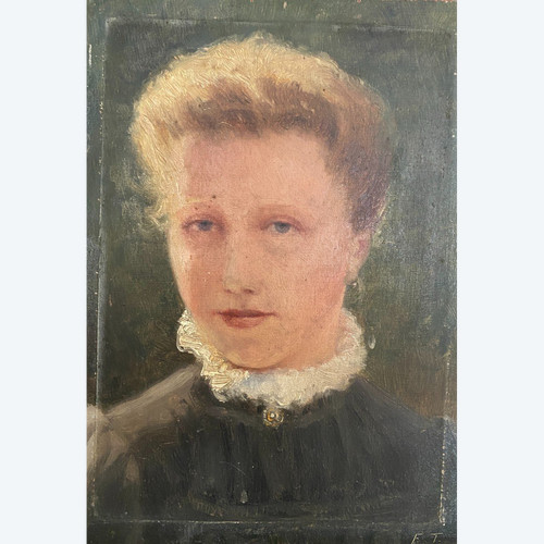 Impressionistische Schule – Junge blonde Frau mit Büste um 1900 – monogrammiert
