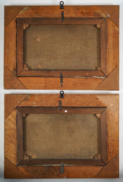 Pair Of Orientalist Paintings Oil On Canvas With Golden Wood Frames