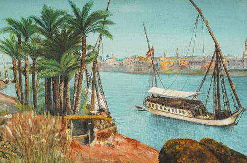 Pair Of Orientalist Paintings Oil On Canvas With Golden Wood Frames