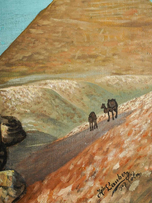 Pair Of Orientalist Paintings Oil On Canvas With Golden Wood Frames