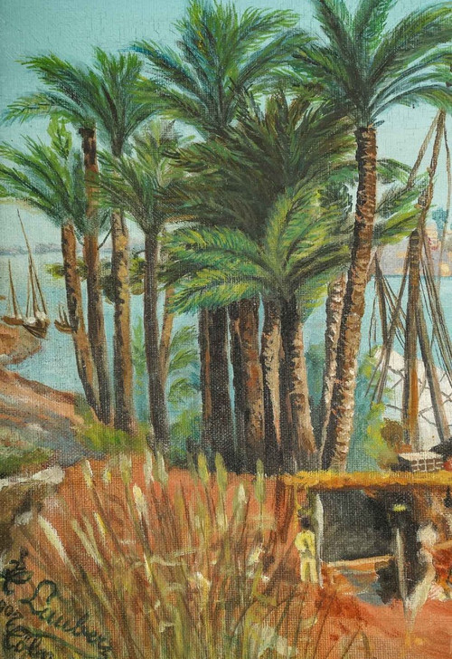 Pair Of Orientalist Paintings Oil On Canvas With Golden Wood Frames