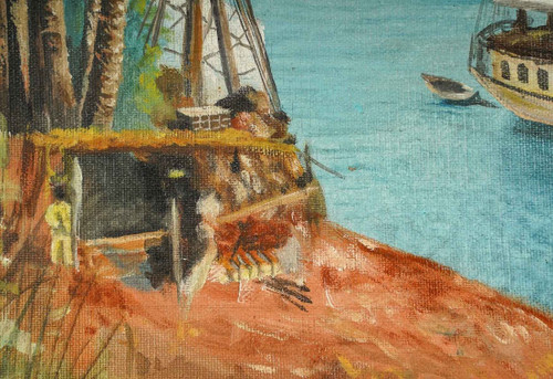 Pair Of Orientalist Paintings Oil On Canvas With Golden Wood Frames