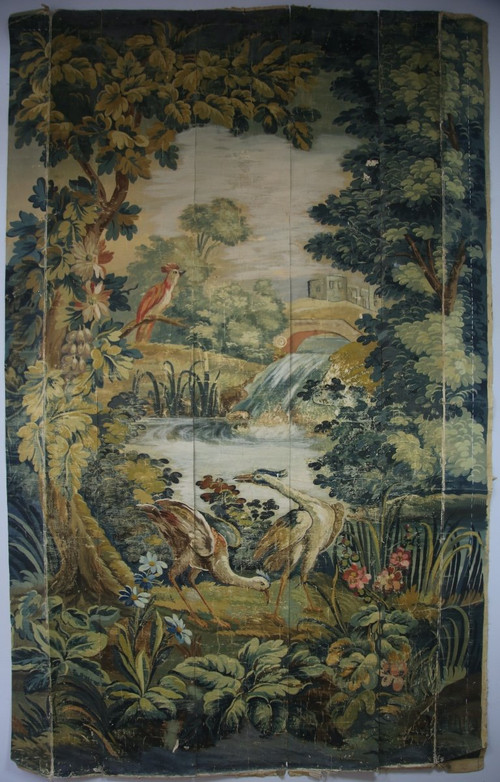 Carton de tapisserie verdure Aubusson, painted canvas