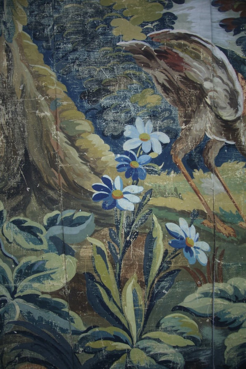 Carton de tapisserie verdure Aubusson, painted canvas