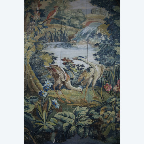 Carton de tapisserie verdure Aubusson, painted canvas