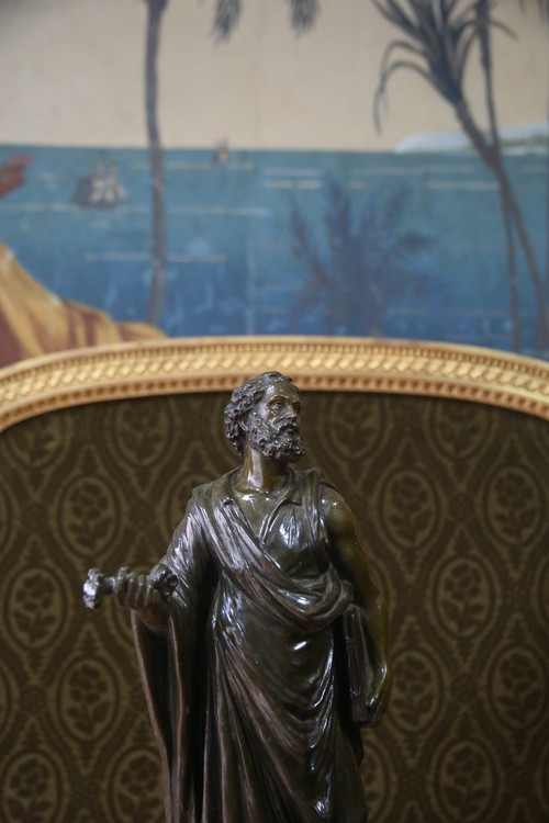 Scultura in terracotta smaltata di San Pietro, XIX secolo