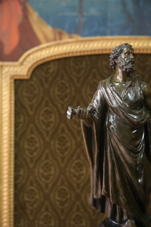Scultura in terracotta smaltata di San Pietro, XIX secolo
