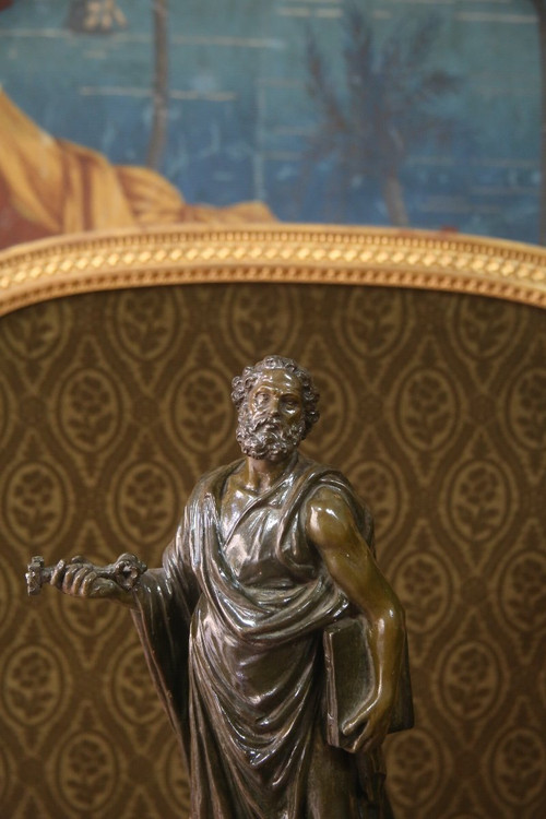 Scultura in terracotta smaltata di San Pietro, XIX secolo