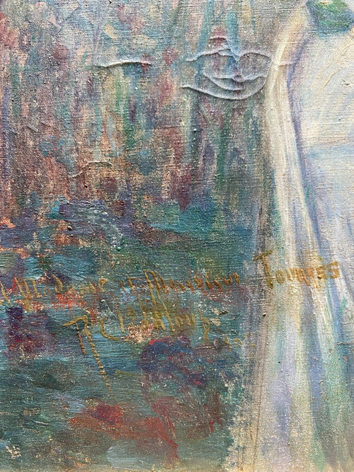 Französische Schule – Symbolistisches Porträt mit Disteln, 1907 – signiert
