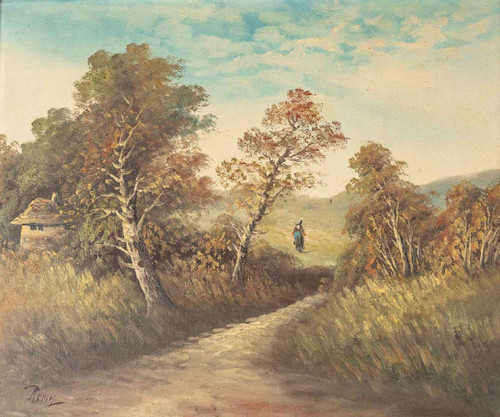 Pair Of Oil Paintings On Canvas Soy-wood Landscape Late Nineteenth