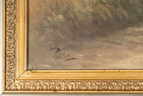 Pair Of Oil Paintings On Canvas Soy-wood Landscape Late Nineteenth