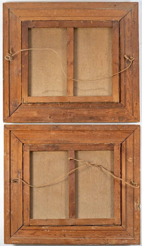Pair Of Oil Paintings On Canvas Soy-wood Landscape Late Nineteenth
