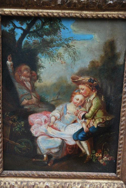Scène Galante, Huile Sur Toile XVIIIe siècle