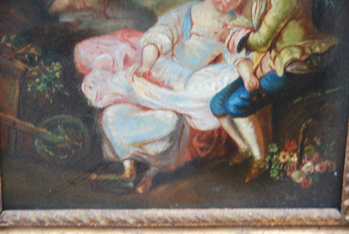 Scène Galante, Huile Sur Toile XVIIIe siècle