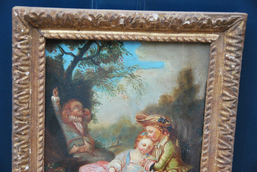 Scène Galante, Huile Sur Toile XVIIIe siècle