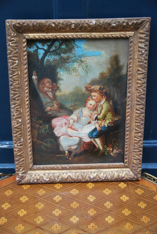 Scène Galante, Huile Sur Toile XVIIIe siècle
