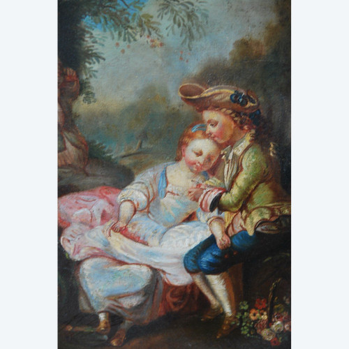 Scène Galante, Huile Sur Toile XVIIIe siècle