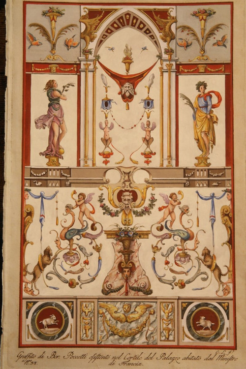 Gravure Ancienne De C.lasinio à Décor De Grotesques d'Après l'Atelier De Poccetti, 1789