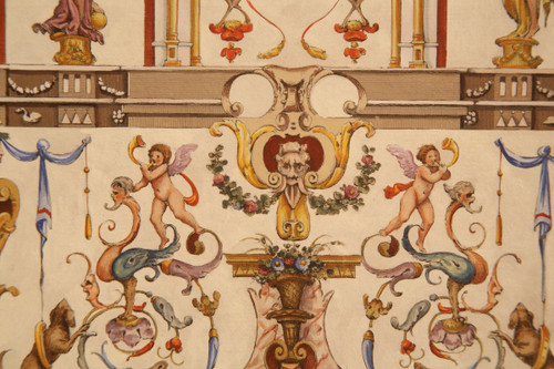Gravure Ancienne De C.lasinio à Décor De Grotesques d'Après l'Atelier De Poccetti, 1789