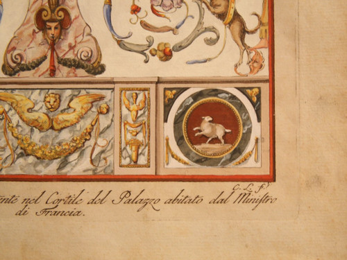 Gravure Ancienne De C.lasinio à Décor De Grotesques d'Après l'Atelier De Poccetti, 1789