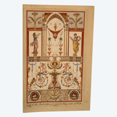 Gravure Ancienne De C.lasinio à Décor De Grotesques d'Après l'Atelier De Poccetti, 1789
