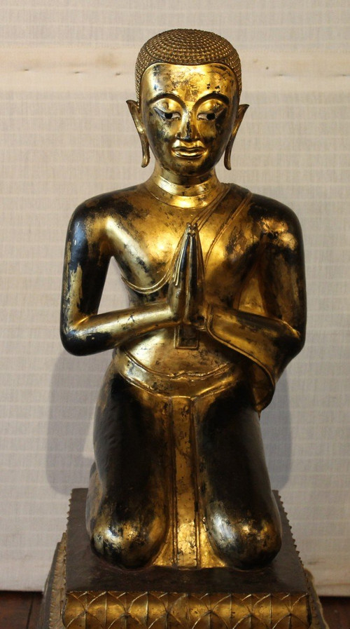 Large Pair Of Bronze Monks-18th Century-Ayuttheya period