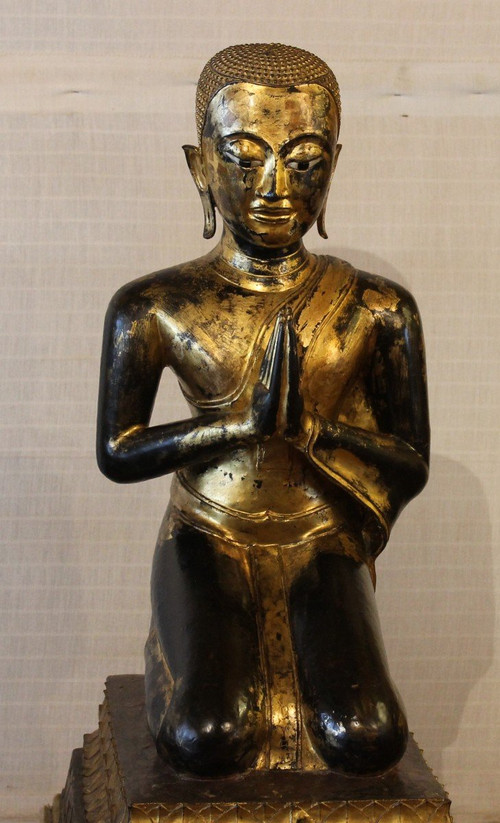 Large Pair Of Bronze Monks-18th Century-Ayuttheya period