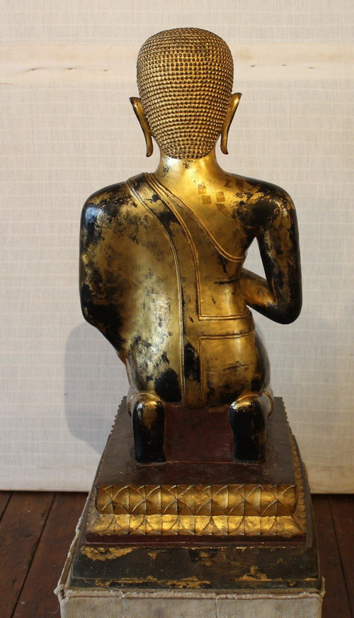 Large Pair Of Bronze Monks-18th Century-Ayuttheya period