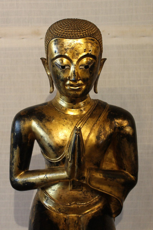 Large Pair Of Bronze Monks-18th Century-Ayuttheya period