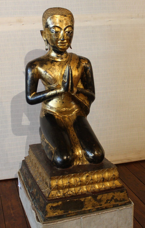 Grand Moine En Bronze-18° Siècle -période Ayuttheya - Thailande