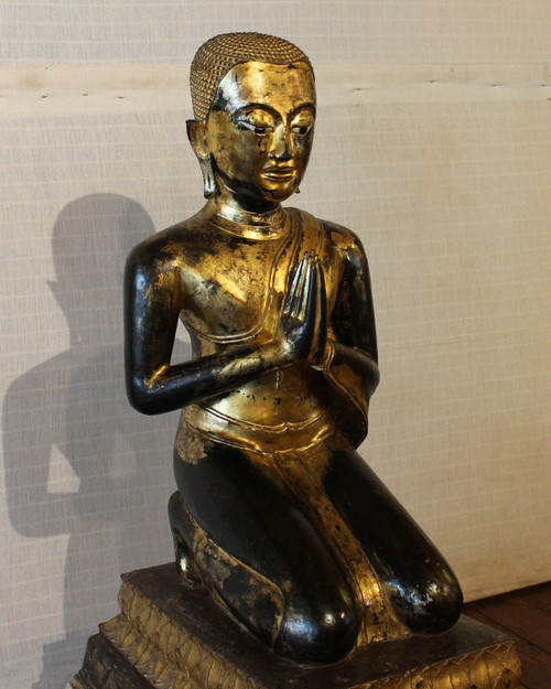 Grand Moine En Bronze-18° Siècle -période Ayuttheya - Thailande