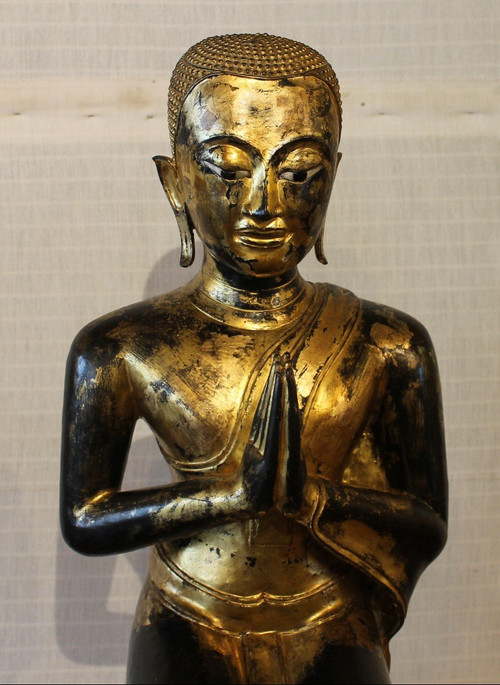 Grand Moine En Bronze-18° Siècle -période Ayuttheya - Thailande