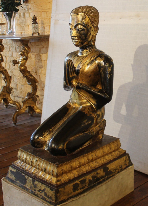Grand Moine En Bronze-18° Siècle -période Ayuttheya - Thailande