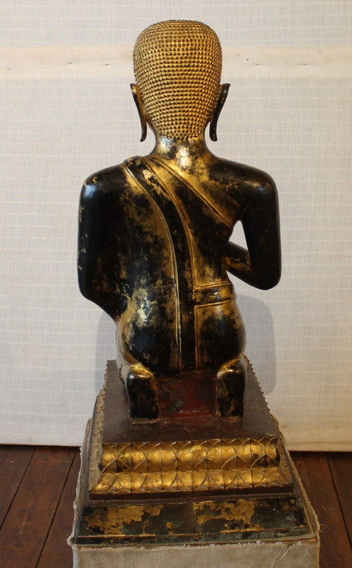 Grand Moine En Bronze-18° Siècle -période Ayuttheya - Thailande