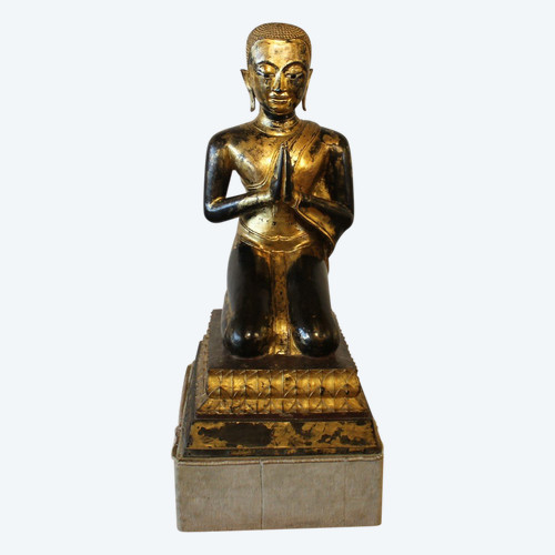 Grand Moine En Bronze-18° Siècle -période Ayuttheya - Thailande