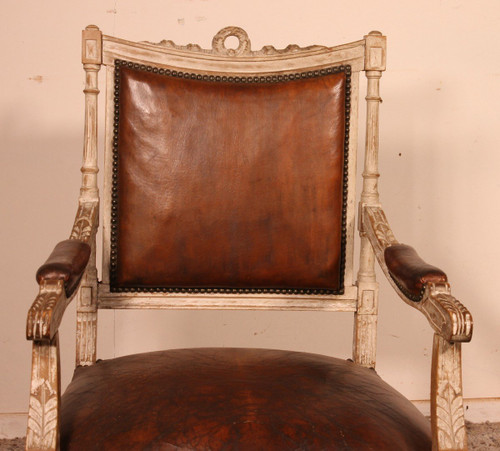 Fauteuil Louis XVI En Bois Polychrome